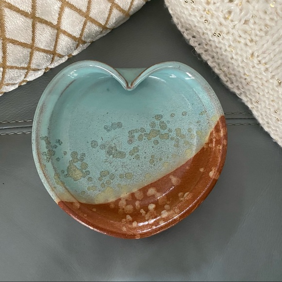 Other - BEAUTIFUL Pottery HEART Shape HAND THROWN Boho HIPPIE Art Dish SIGNED By Artist